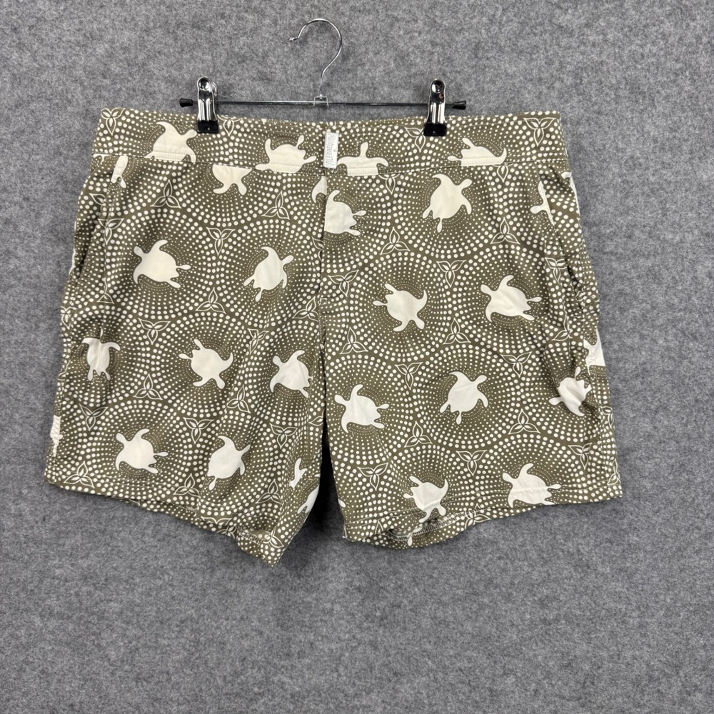Vilebrequin Mens XXL Olive Green White Turtle Dot Print Swim Trunks Board Shorts